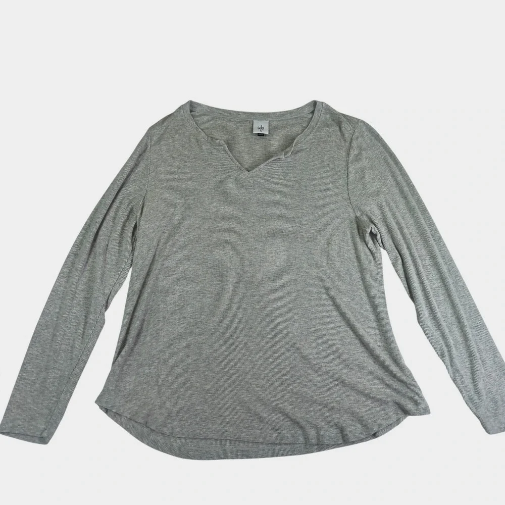 Cabi Ribbed Knit‎ Long Sleeve Top Minimalist Basic Capsule Wardrobe Soft Stretch